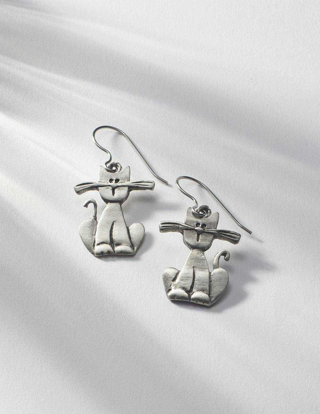 pewter-cat-earrings-with-whiskers